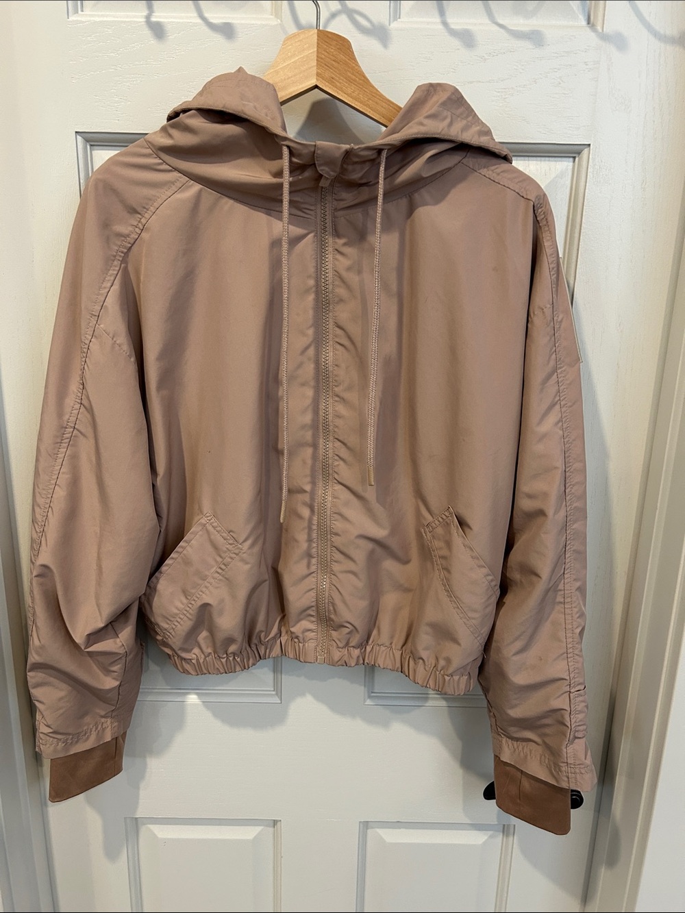 Women's Hooded Bomber Jacket in Dusty Mauve